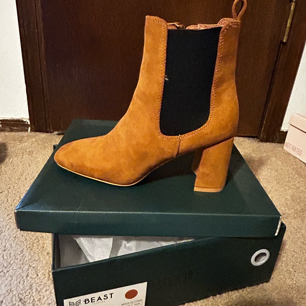 Camel booties by “Beast”